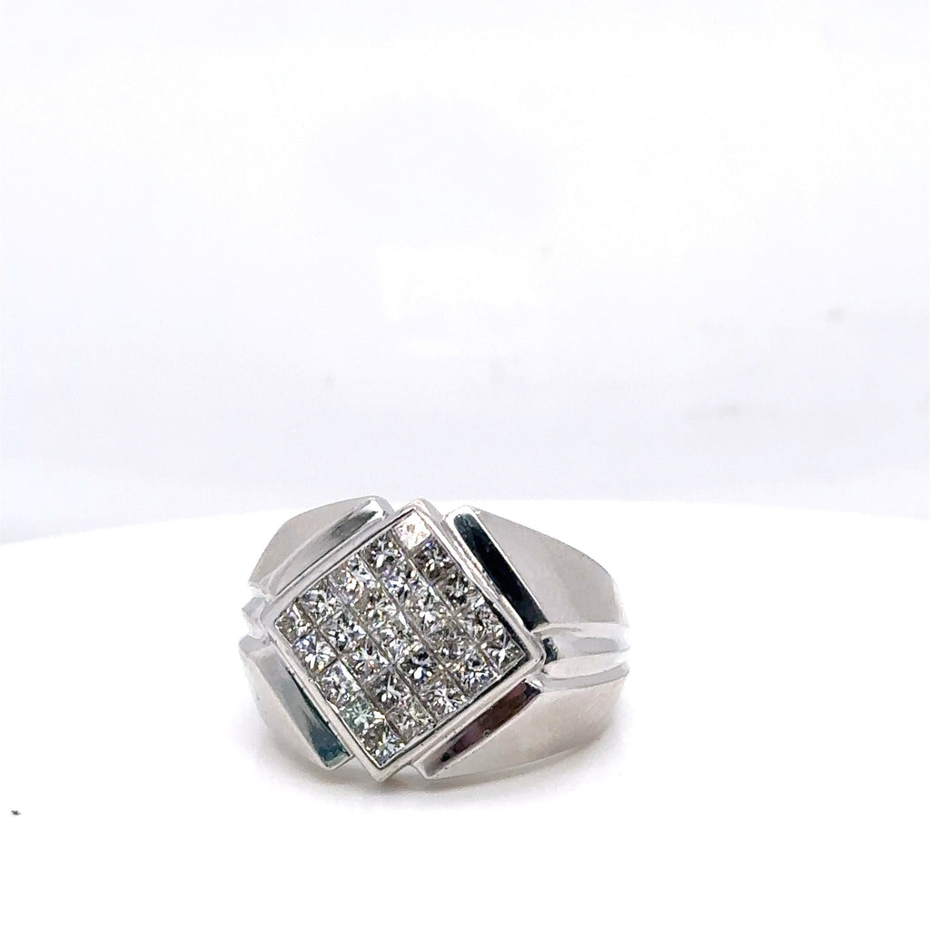 14k White Gold 1.00CT Diamond Men's Wedding Band,  13.7g, Size 8.25