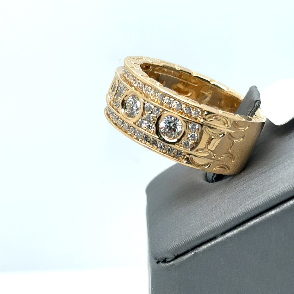 14k Yellow Gold 2.50 CT Diamond Men's Wedding Band, 18.8g, Size 10.5, S107148