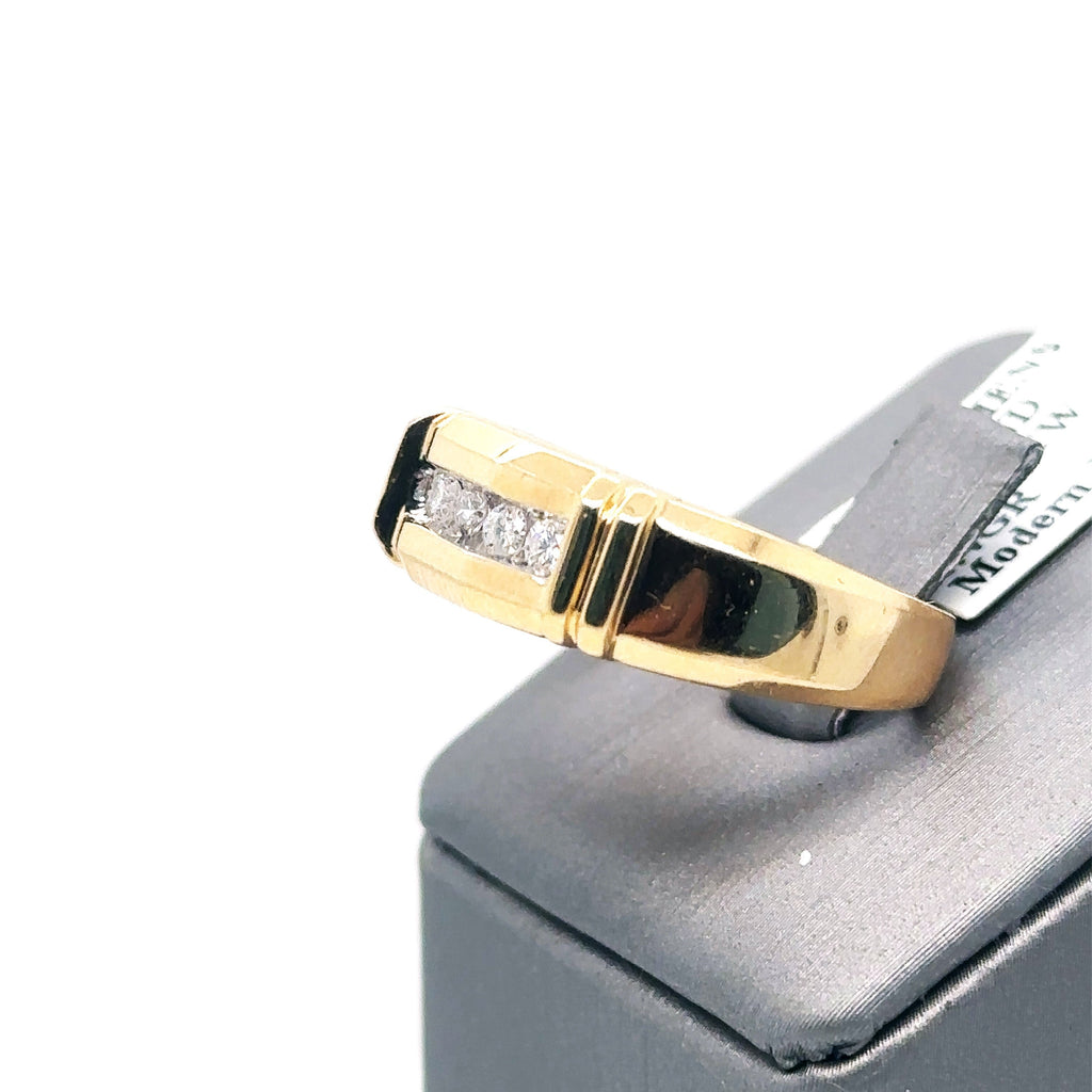 14k Yellow Gold 0.35 CT Diamond Men's Wedding Band, 4.4g, Size 10.75
