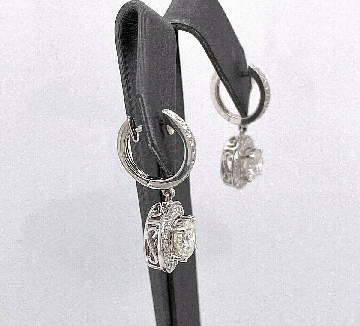 14k White Gold 3.00 CT Diamond Drop Ladies Earrings, 5.2gm, S13777
