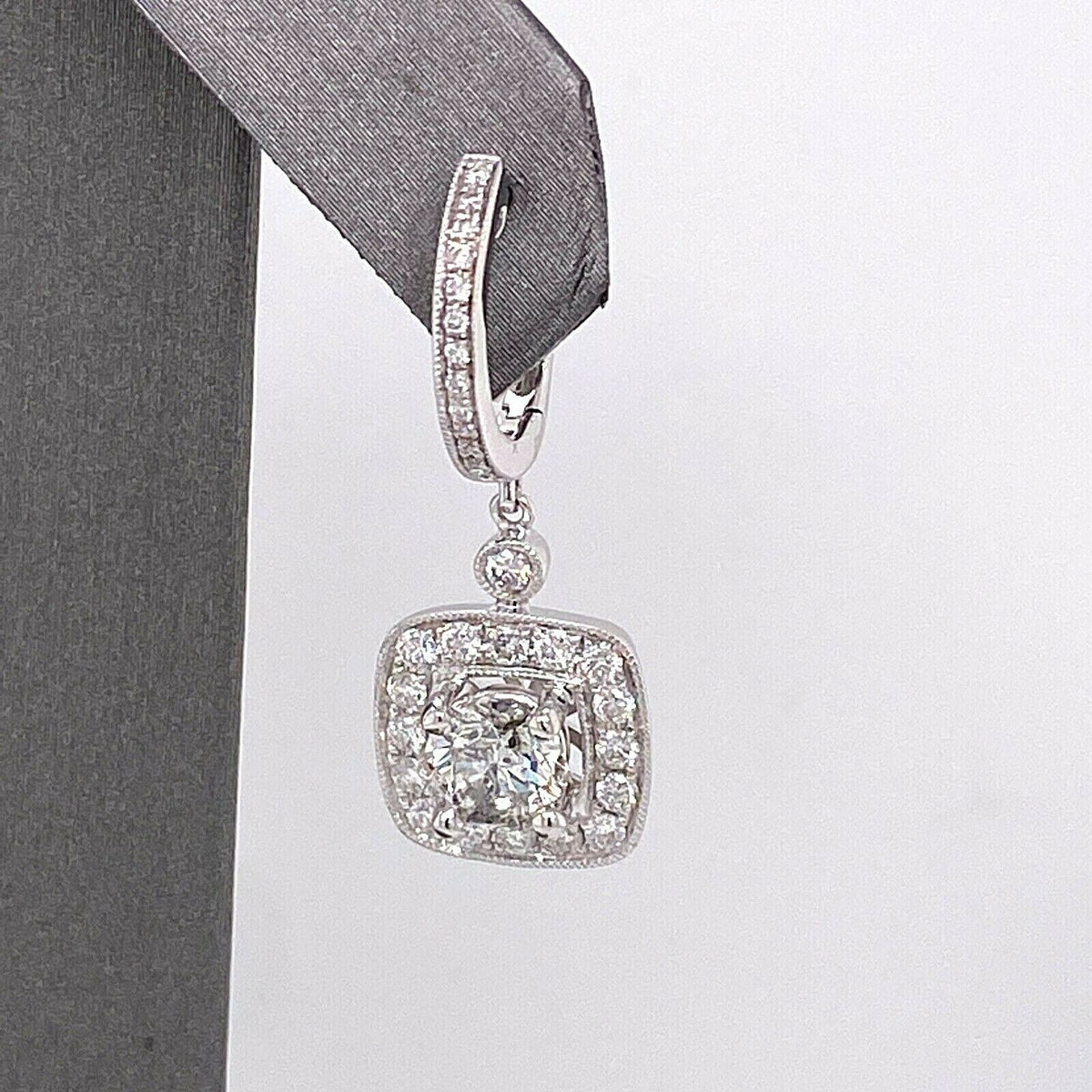 14k White Gold 3.00 CT Diamond Drop Style Ladies Earrings, 7.8gm