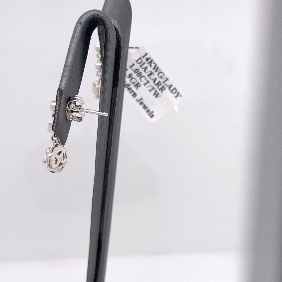 14k White Gold 1.00 CT Diamond Dangling Earrings, 1.9g, S15233