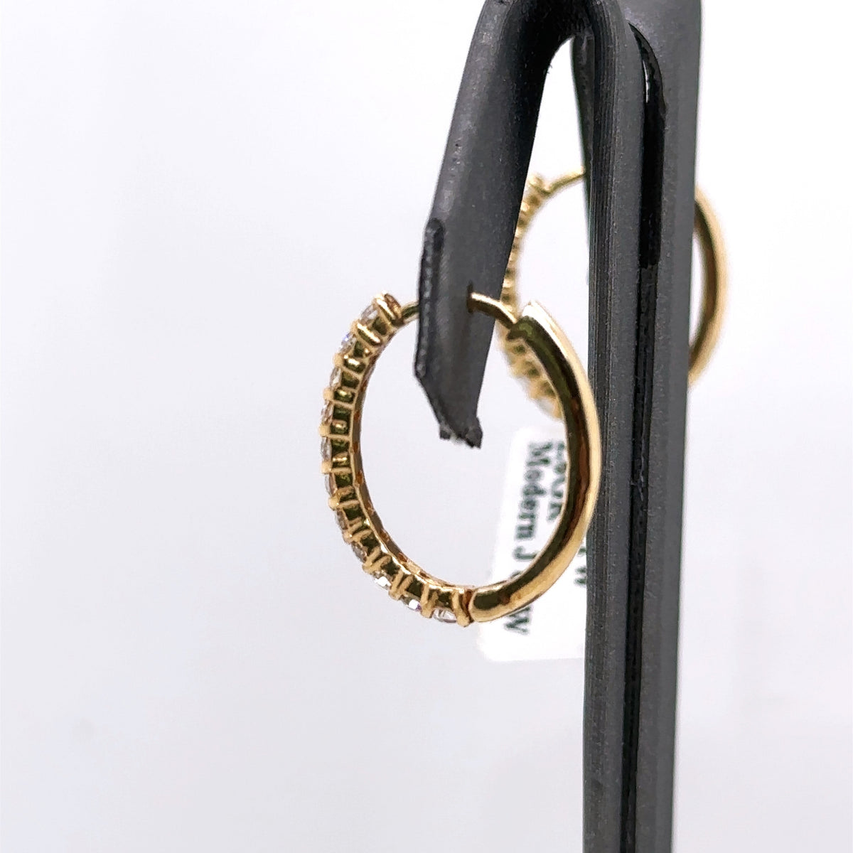 14k Yellow Gold 0.90 CT Diamond Ladies Oval Hoop Earrings, 2.6gm