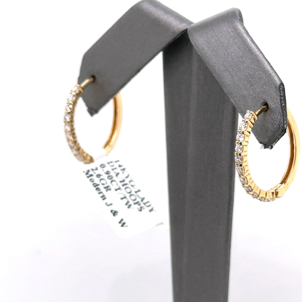 14k Yellow Gold 0.90 CT Diamond Ladies Oval Hoop Earrings, 2.6gm