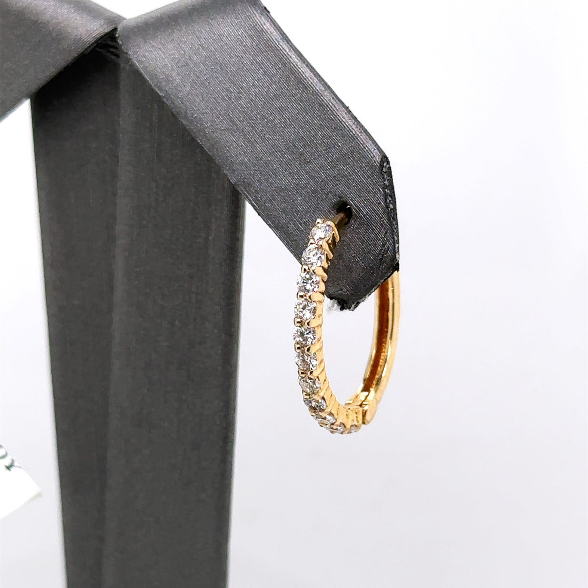 14k Yellow Gold 0.90 CT Diamond Ladies Oval Hoop Earrings, 2.6gm