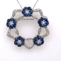 14k White Gold 1.50 CT Diamond & Sapphire Pendant / Brooch, 11.2g