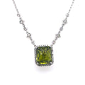 14k White Gold 10.00Ct Green Peridot Pendant Necklace, 7.2G, 17", S12512
