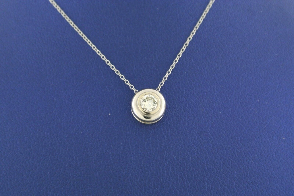 14k White Gold 0.25 C Diamond Bezel Pendant Necklace, 2.3gm, S104864