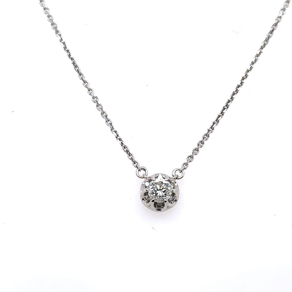10k White Gold 0.45 Ct Diamond Pendant Necklace, 2.2gm, S15183