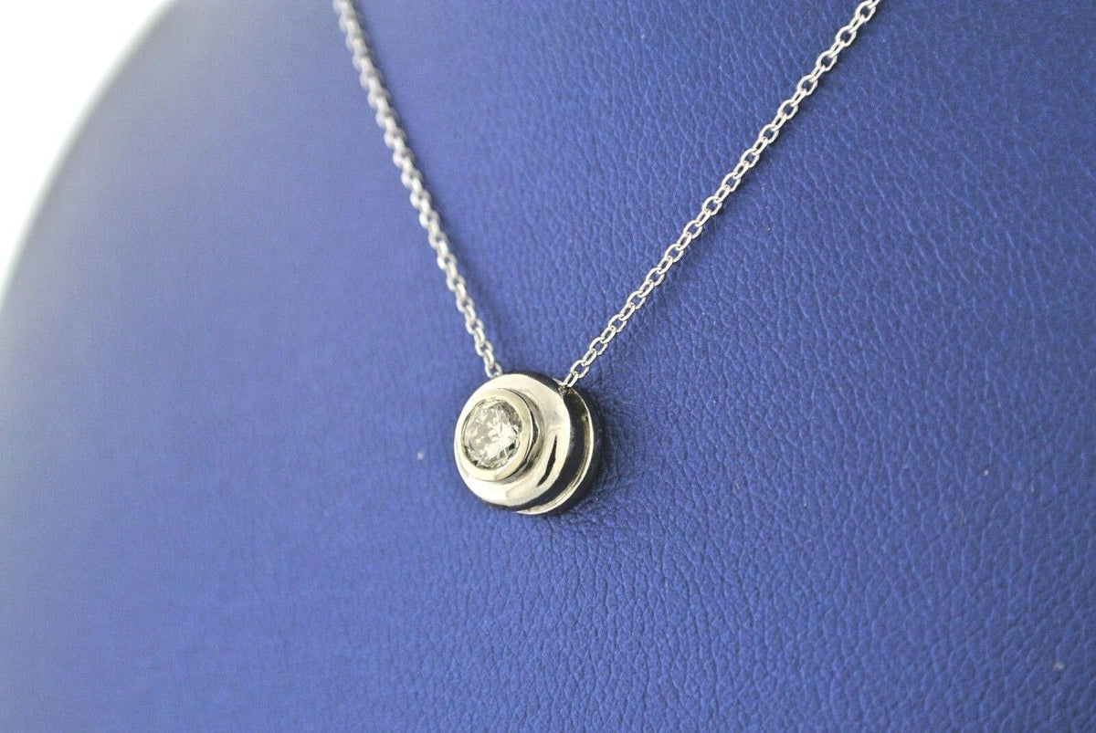 14k White Gold 0.25 C Diamond Bezel Pendant Necklace, 2.3gm, S104864