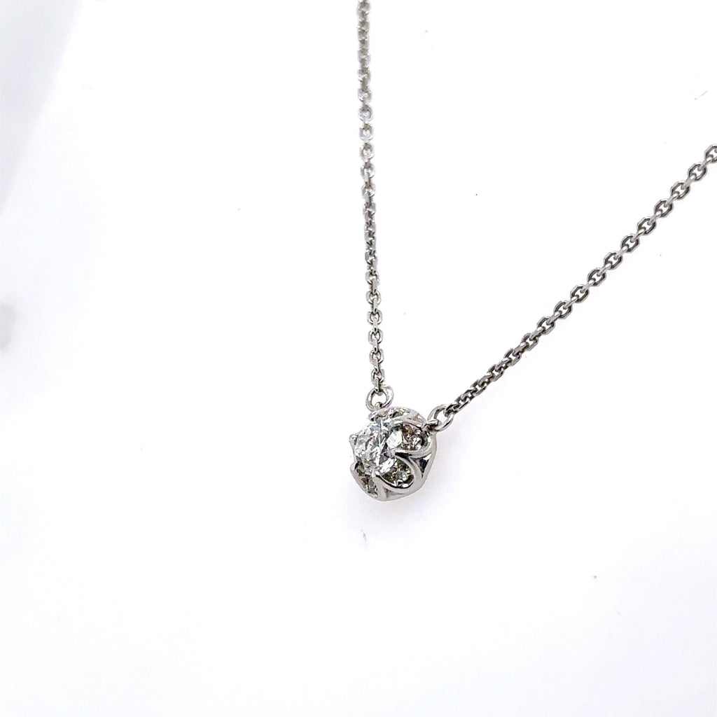 10k White Gold 0.45 Ct Diamond Pendant Necklace, 2.2gm, S15183