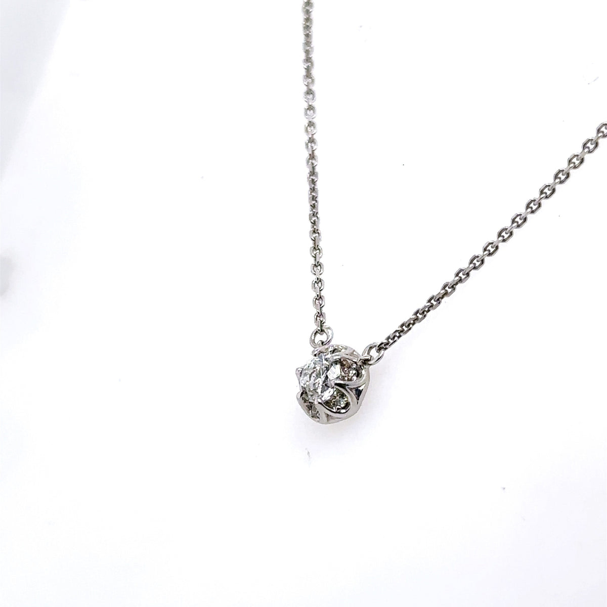 10k White Gold 0.45 Ct Diamond Pendant Necklace, 2.2gm, S15183