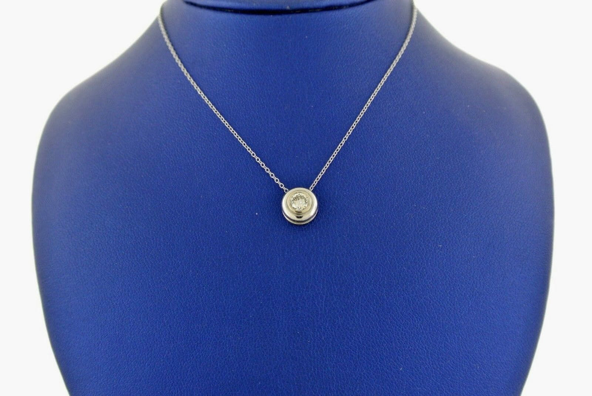 14k White Gold 0.25 C Diamond Bezel Pendant Necklace, 2.3gm, S104864