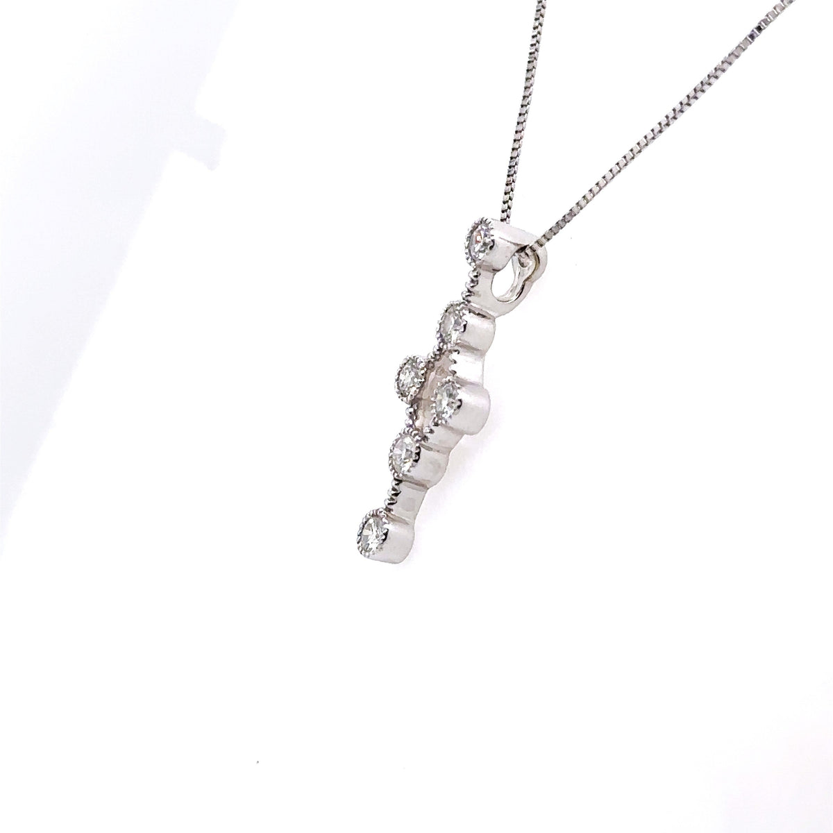 14k White Gold 0.50 CT Diamond Pendant Necklace, 2.3gm, 19", S101331