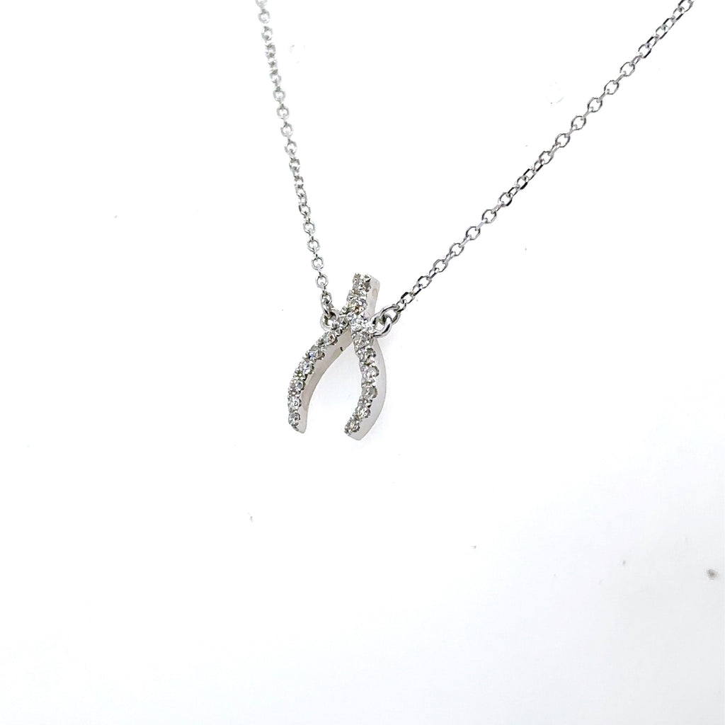 14k White Gold 0.25 CT Diamond Pendant Necklace, 1.6gm, 16", S15136