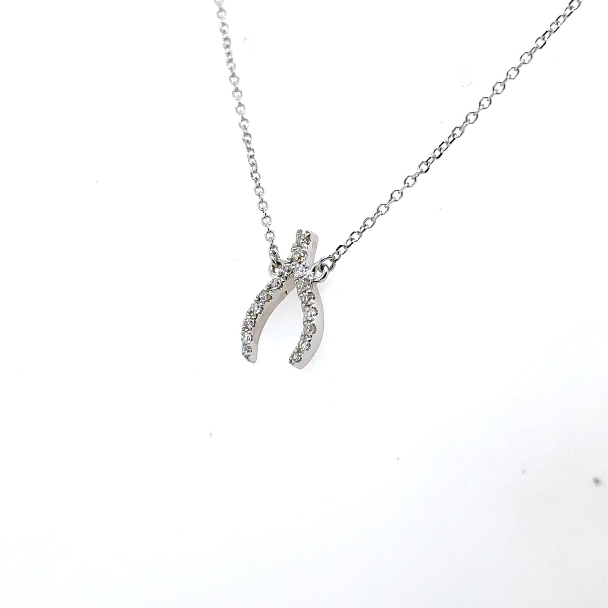 14k White Gold 0.25 CT Diamond Pendant Necklace, 1.6gm, 16", S15136