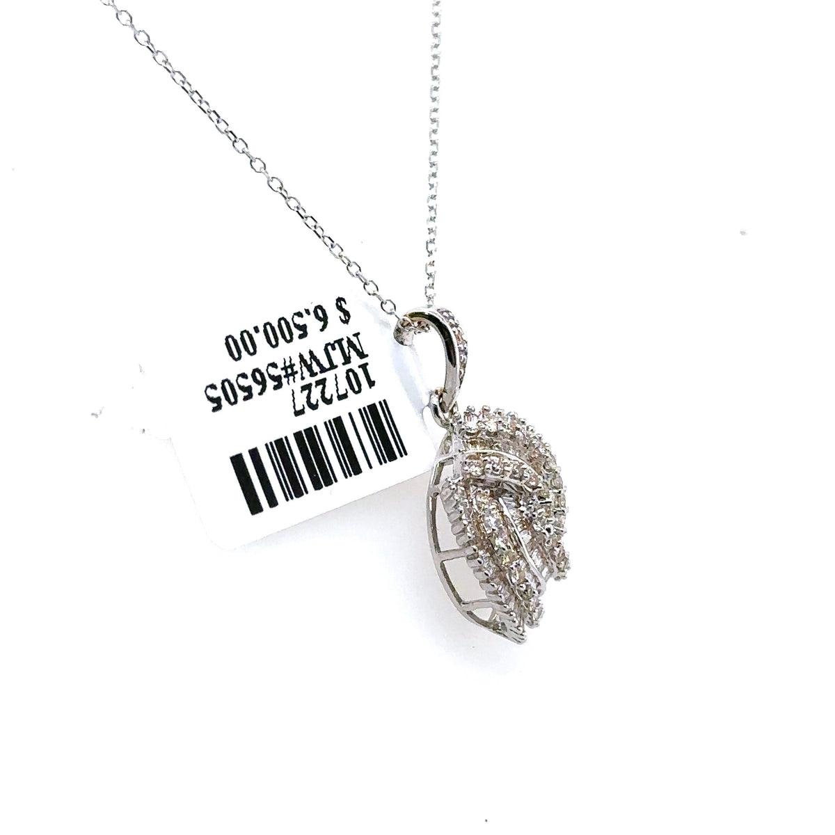 18k White Gold 1.25 CT Baguette & Round Cut Diamond Pendant, 3.7gm, 18", S107227