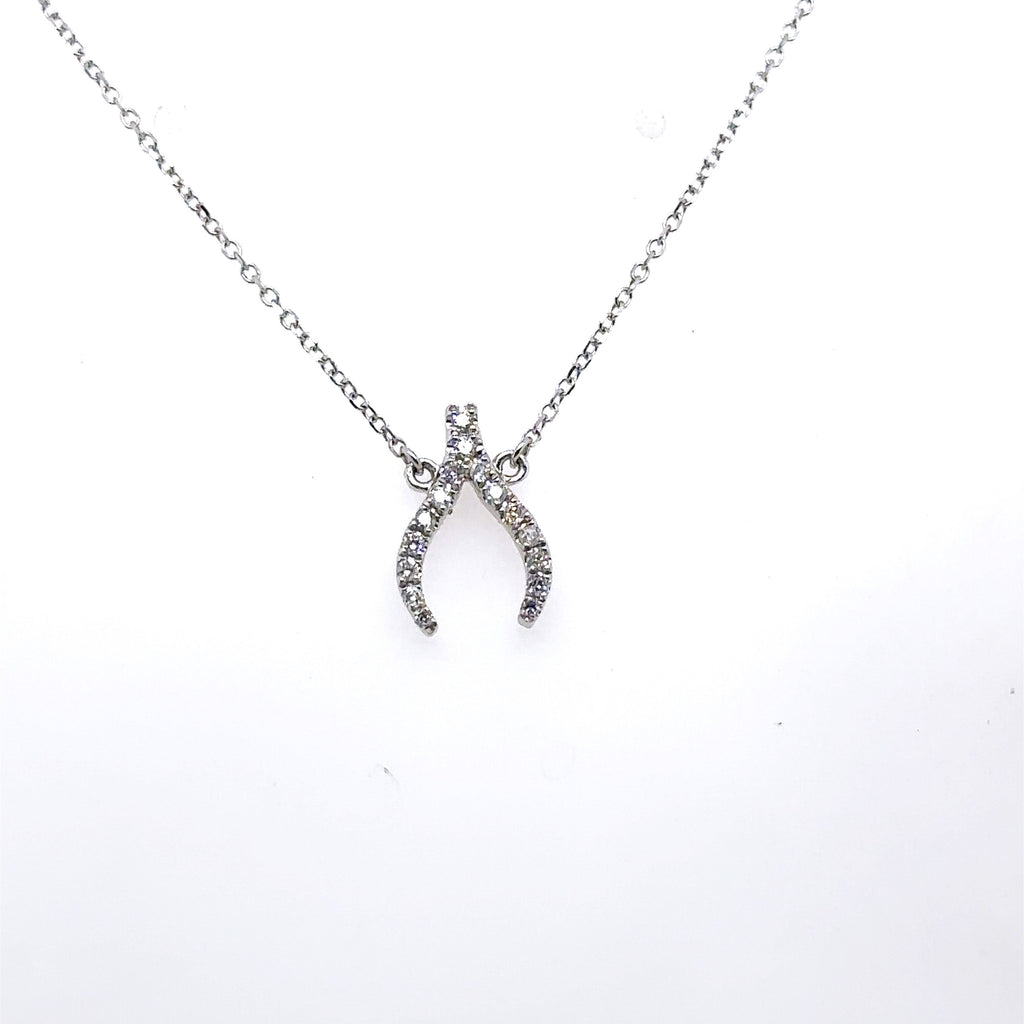 14k White Gold 0.25 CT Diamond Pendant Necklace, 1.6gm, 16", S15136