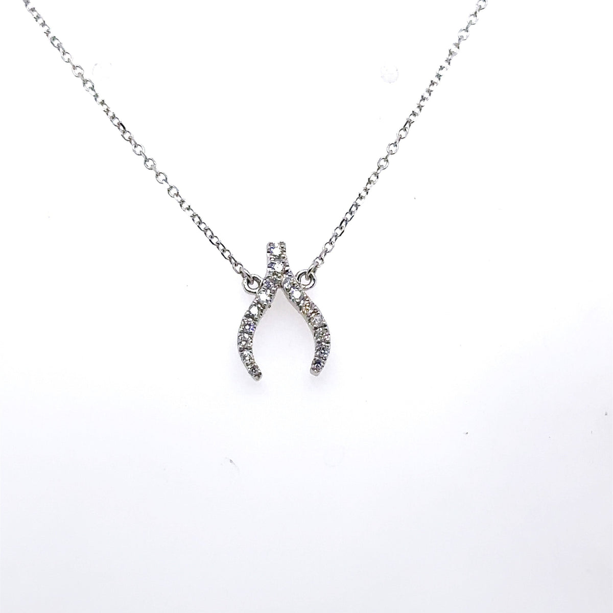 14k White Gold 0.25 CT Diamond Pendant Necklace, 1.6gm, 16", S15136