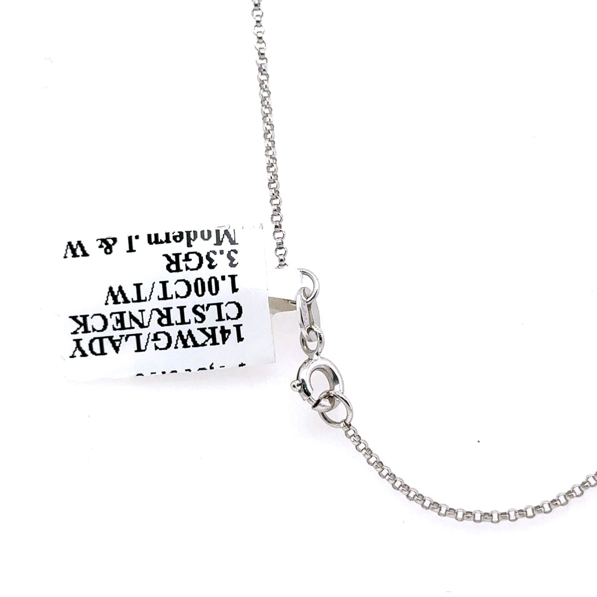 14k White Gold 1.00 CT Diamond Pendant Necklace, 3.3gm, 18", S107374