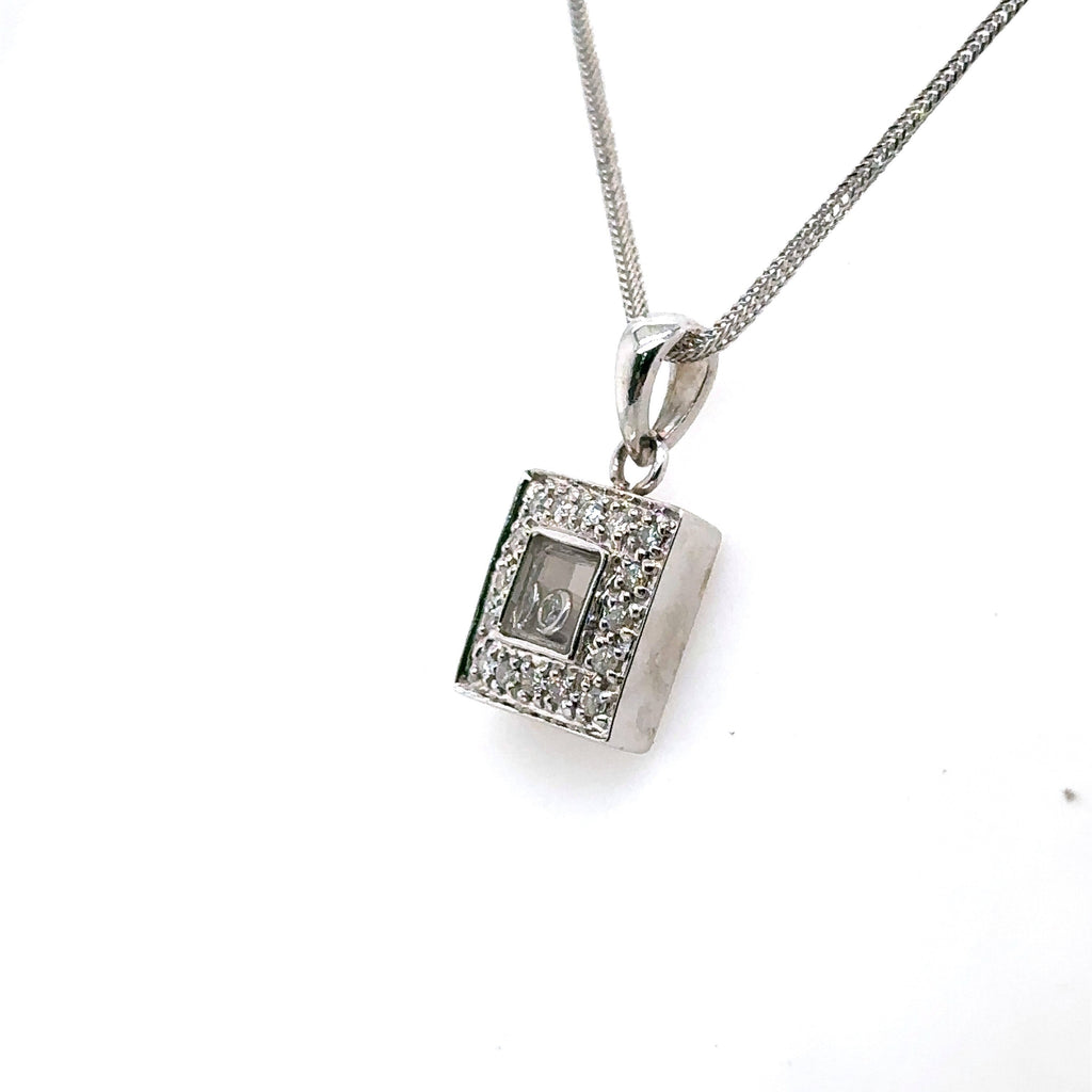 14k White Gold 0.25 CT Diamond Pendant Necklace, 4.6gm, 18", S105082
