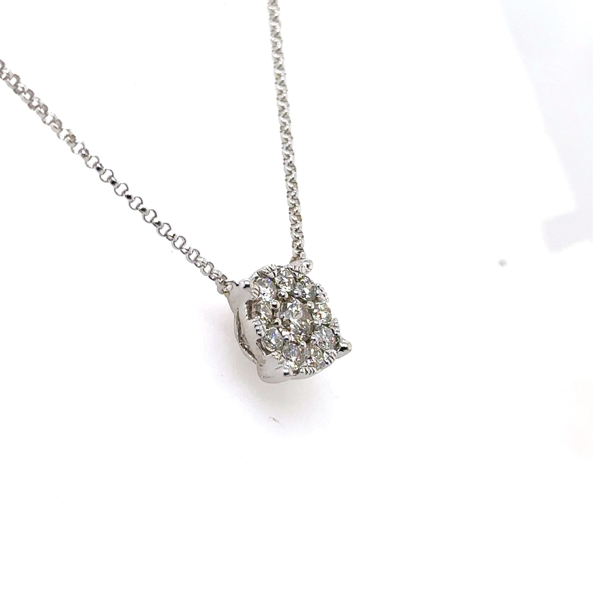 14k White Gold 1.00 CT Diamond Pendant Necklace, 3.3gm, 18", S107374