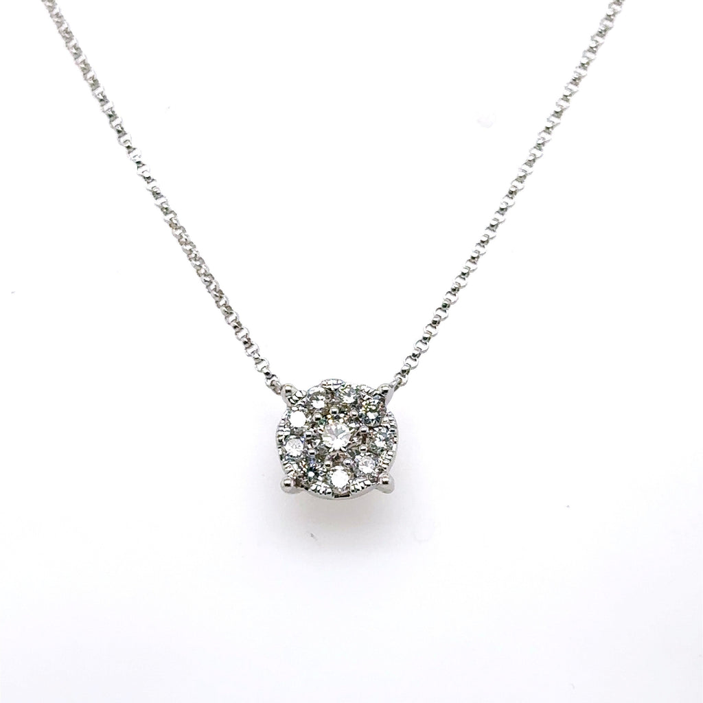 14k White Gold 1.00 CT Diamond Pendant Necklace, 3.3gm, 18", S107374