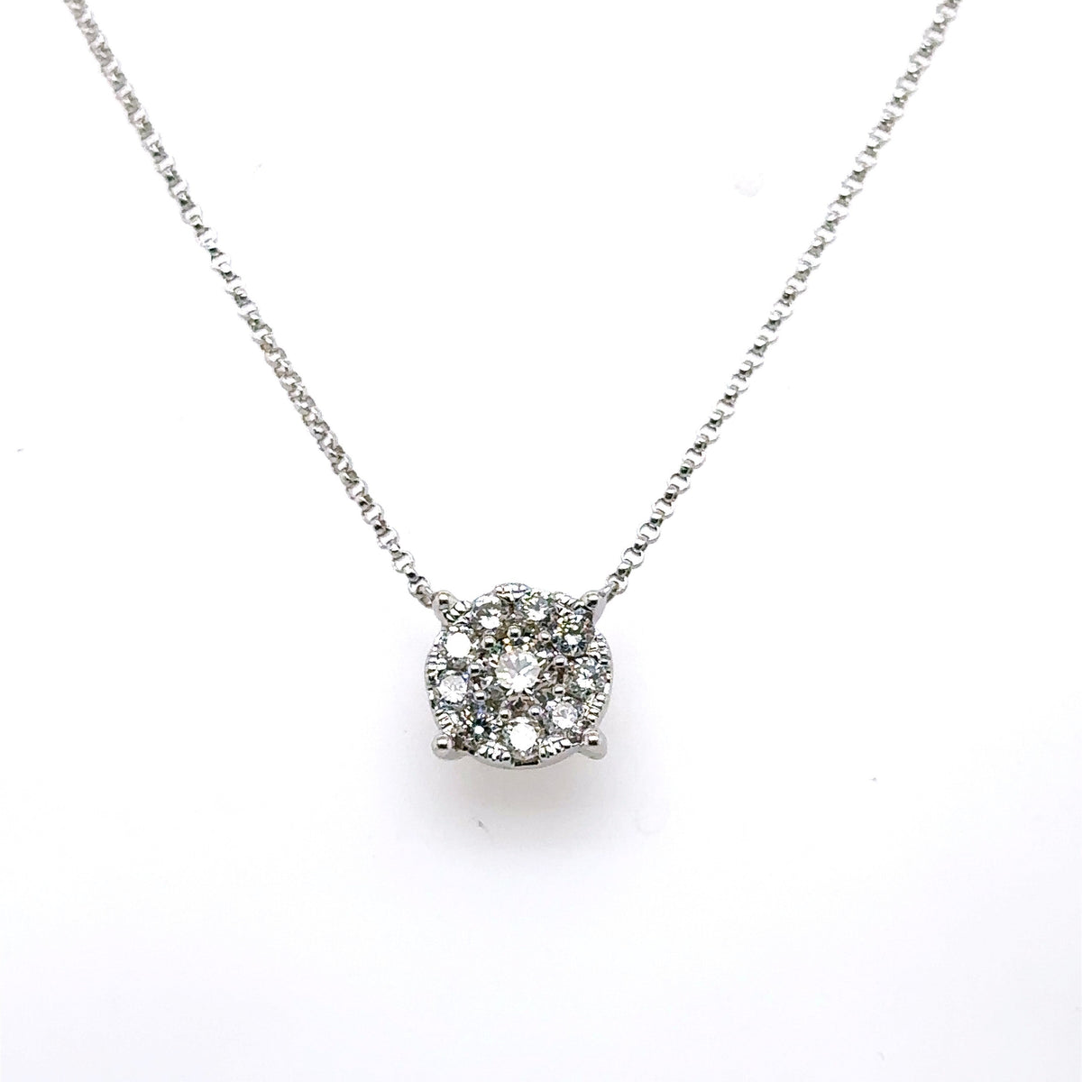 14k White Gold 1.00 CT Diamond Pendant Necklace, 3.3gm, 18", S107374