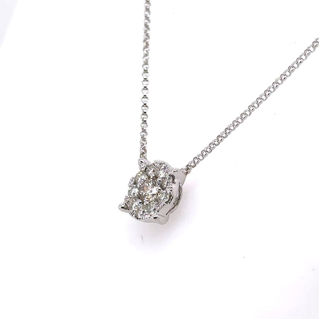 14k White Gold 1.00 CT Diamond Pendant Necklace, 3.3gm, 18", S107374