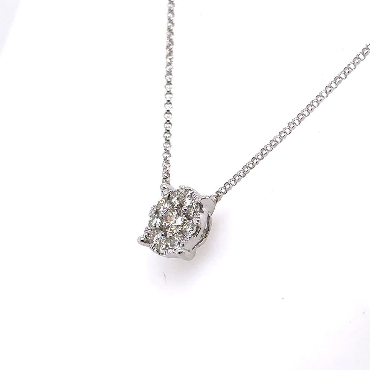 14k White Gold 1.00 CT Diamond Pendant Necklace, 3.3gm, 18", S107374