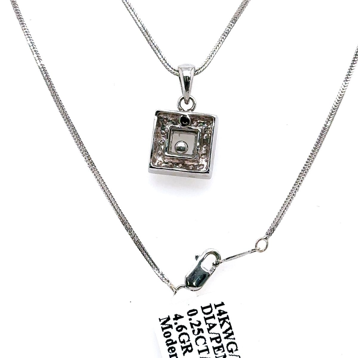14k White Gold 0.25 CT Diamond Pendant Necklace, 4.6gm, 18", S105082