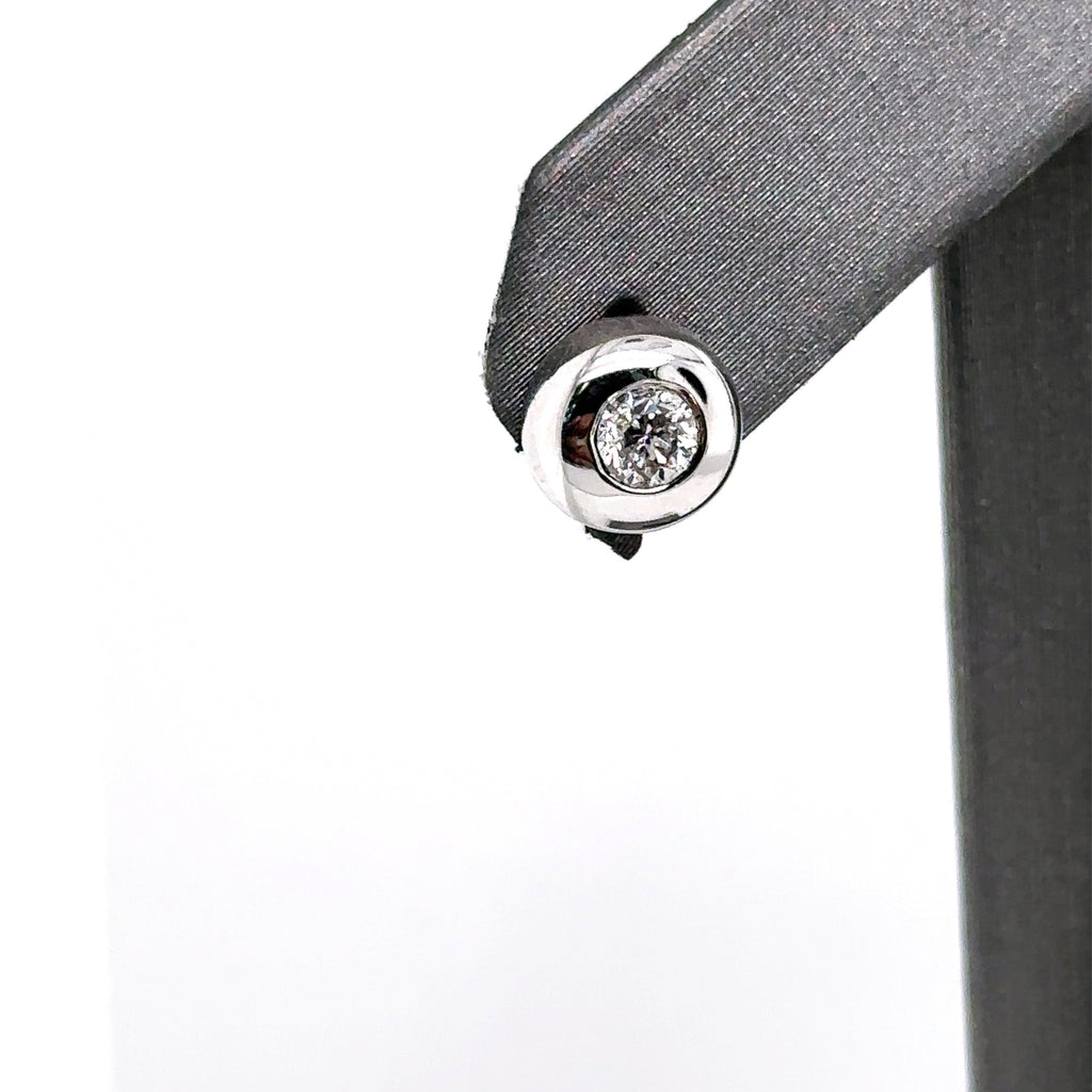 14k White Gold 0.50 CT Diamond Bezel Stud Earrings, 1.9G