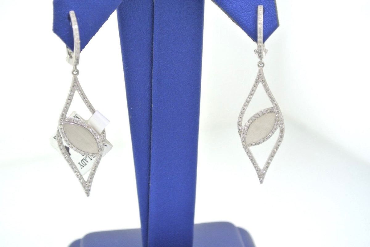 14K WHITE GOLD 0.75 CT ROUND CUT DIAMOND LEVERBACK LADIES EARRINGS