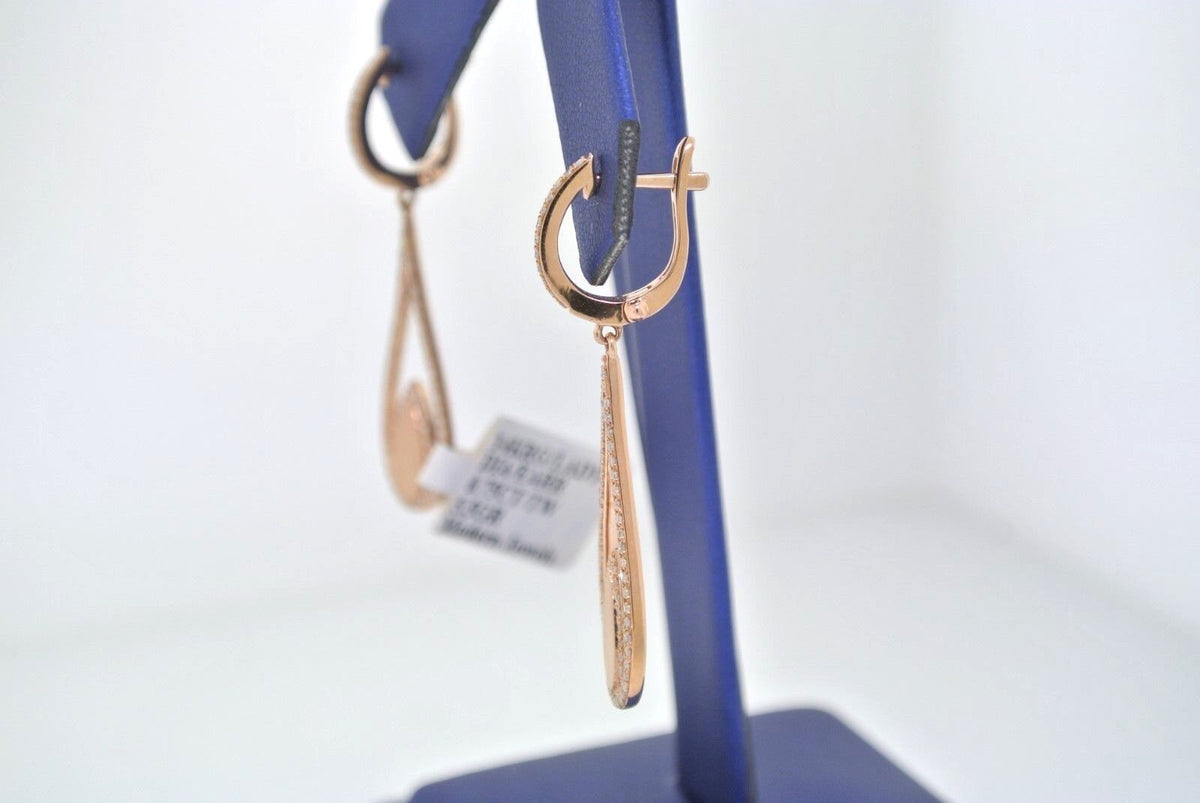 14K ROSE GOLD 0.75 CT ROUND CUT DIAMONDS DANGLE DROP EARRINGS