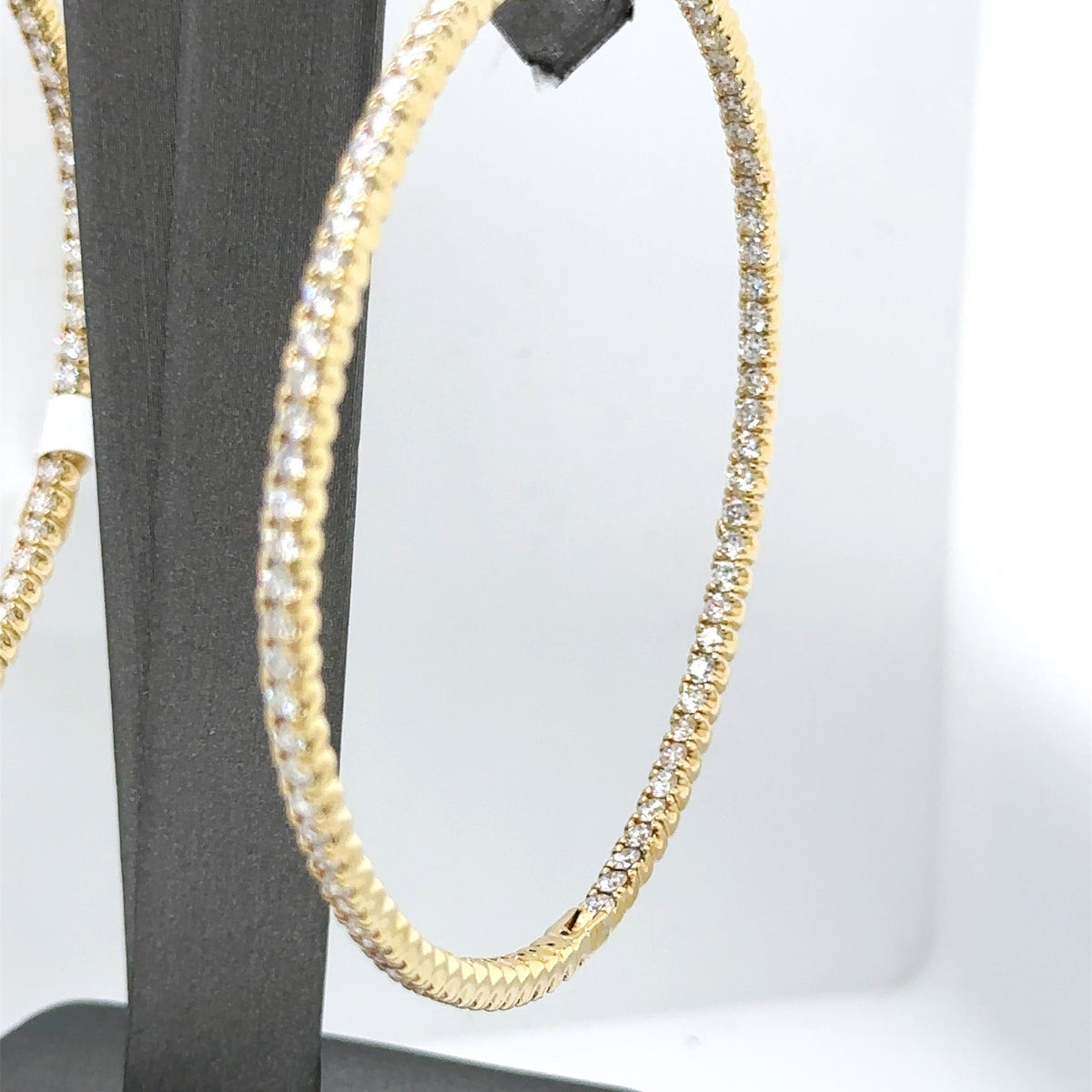 14k Yellow Gold  5.25 CT Diamond Inside Out Hoop Earrings, 20.3gm, S107450