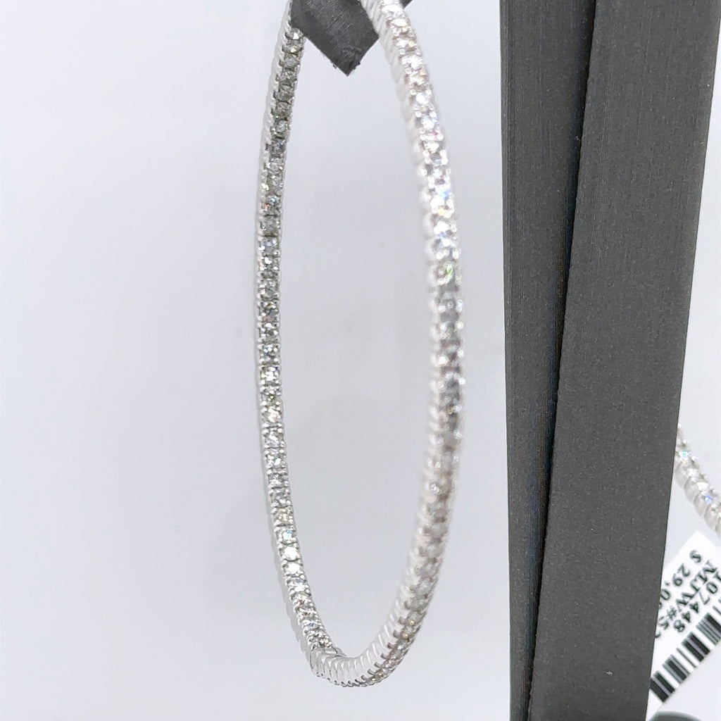 14k White Gold 5.00CT Diamond Inside Out Hoop Earrings, 20.2gm, S107448