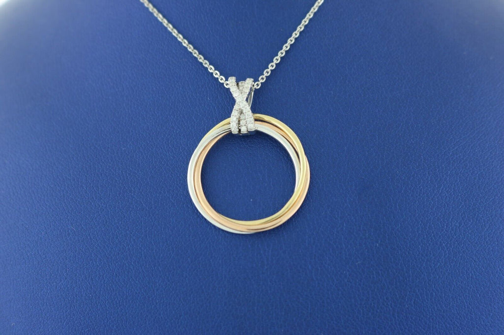 14k Tri Color 0.50 CT Diamond Pendant Necklace, 4.8gm, 16", S100994