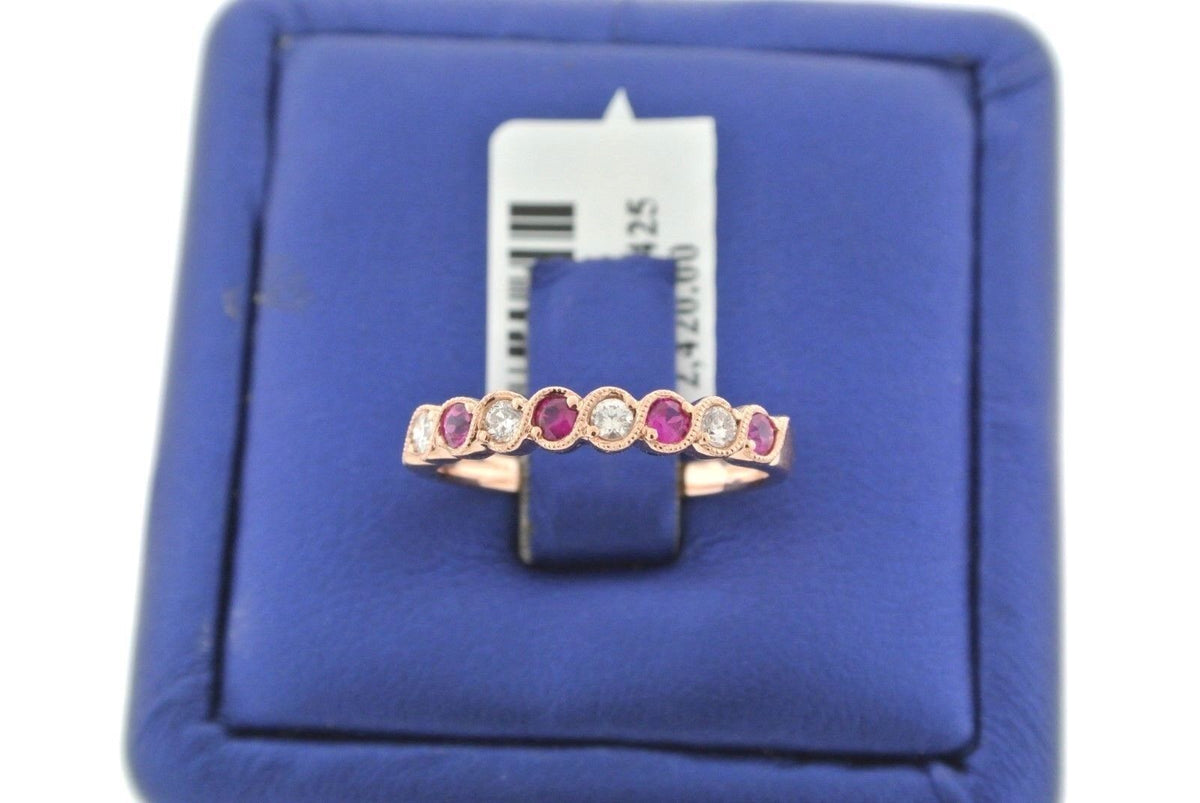14k Rose Gold 0.50 CT Diamond & Ruby Ladies Band, 2.1gm, Size 6.75, S103345