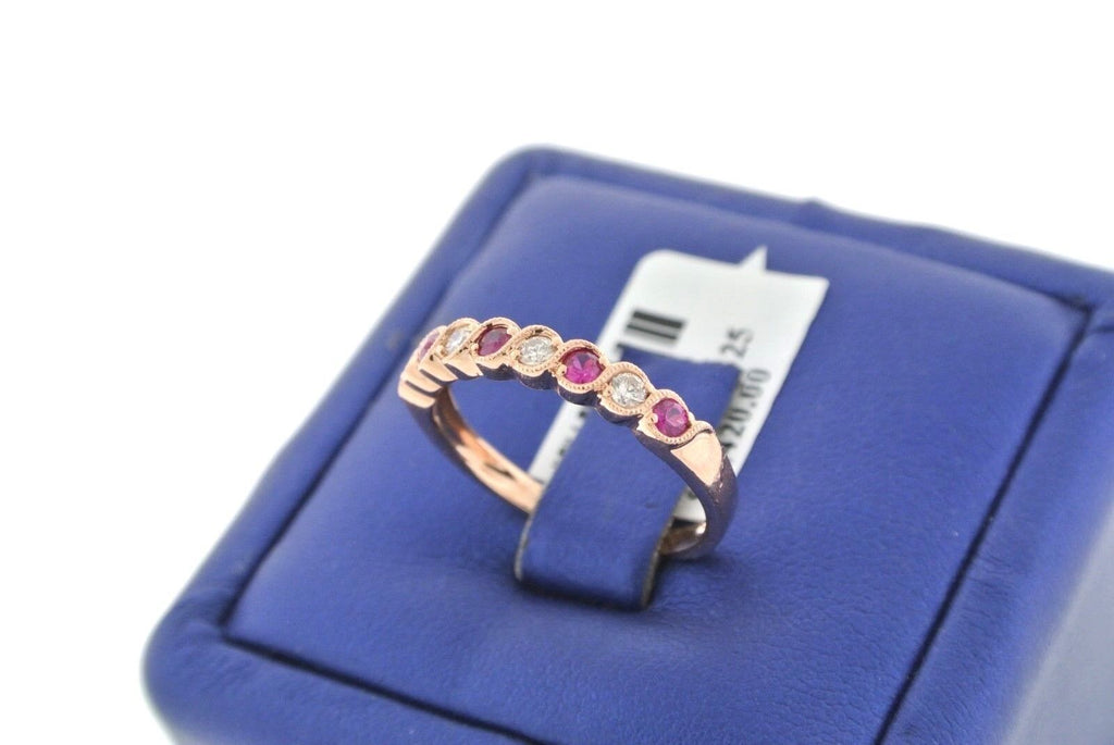14k Rose Gold 0.50 CT Diamond & Ruby Ladies Band, 2.1gm, Size 6.75, S103345