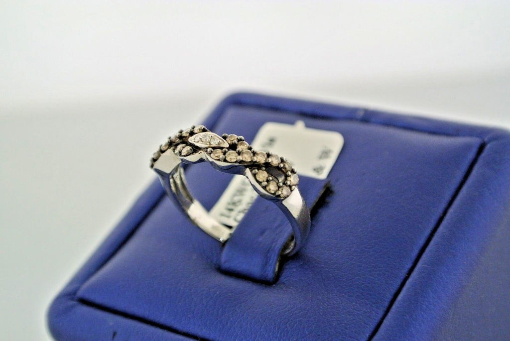 LeVian 14k White Gold 0.50 Chocolate & White Diamond Band, 3gm Size 6.75 S101520