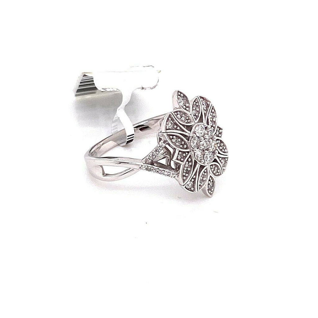14k White Gold 0.50 CT Diamond Cluster Ladies Ring, 4.7gm, Size 7, S14476