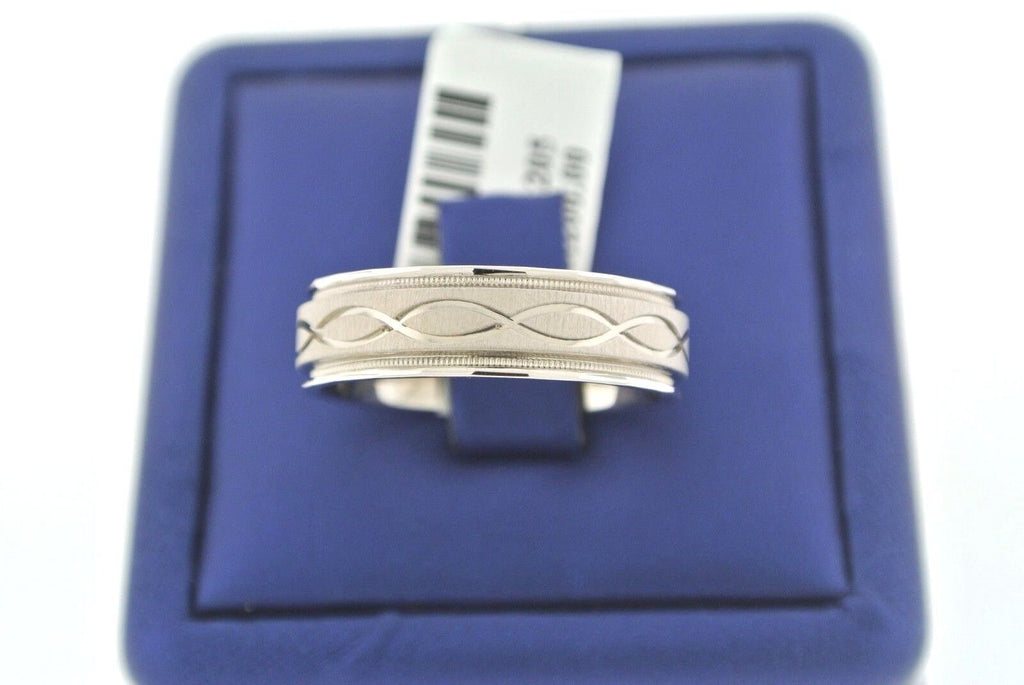 14kt White Gold Fancy Men's Comfort Fit Wedding Band 8.4gm Size 10, S13305