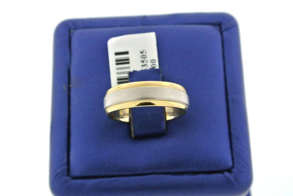 18k Yellow Gold & Platinum Comfort Fit Men's Band, 7.8gm, 6mm, Size 7