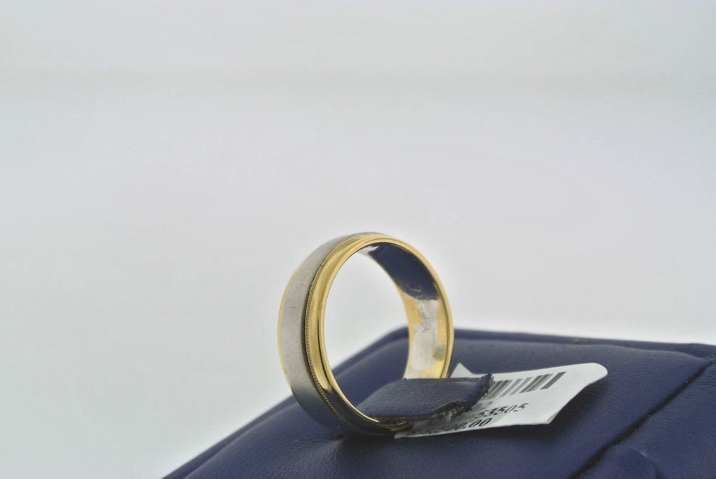18k Yellow Gold & Platinum Comfort Fit Men's Band, 7.8gm, 6mm, Size 7