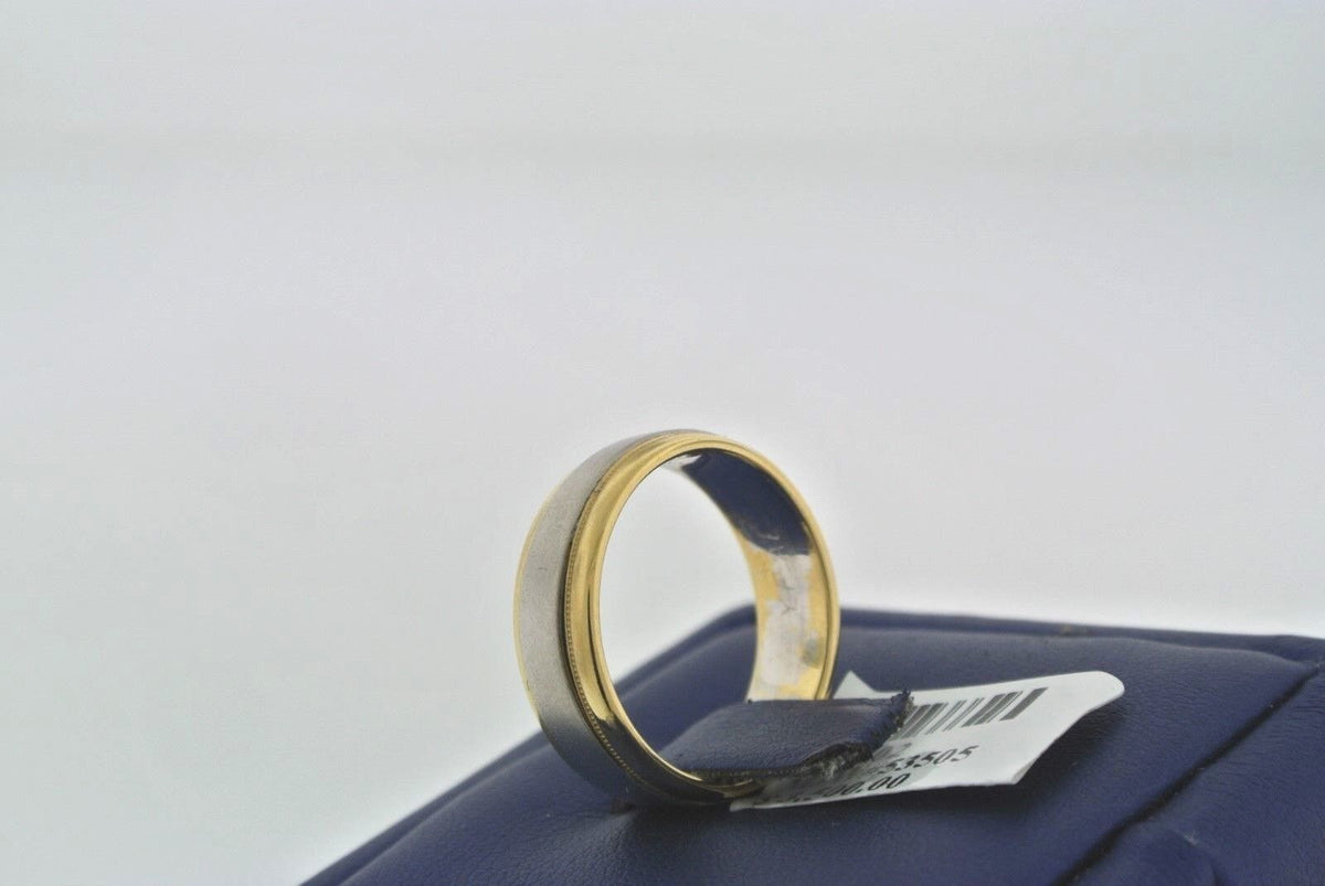 18k Yellow Gold & Platinum Comfort Fit Men's Band, 7.8gm, 6mm, Size 7