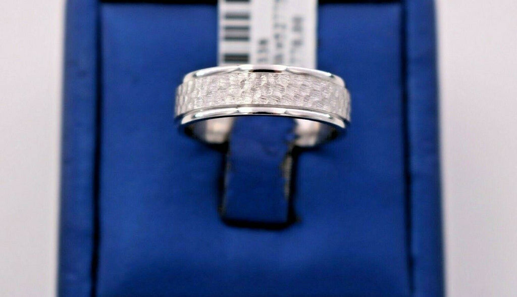 14k White Gold Men's Hammered Design Comfort Fit Band, 7.9gm, 6mm, S105338