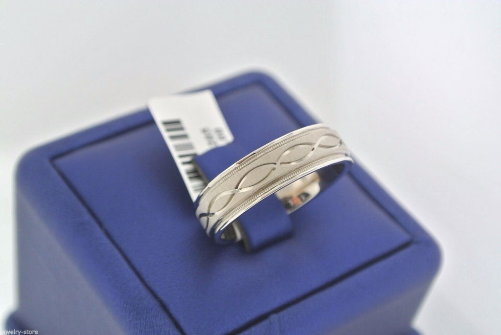 14kt White Gold Fancy Men's Comfort Fit Wedding Band 8.4gm Size 10, S13305