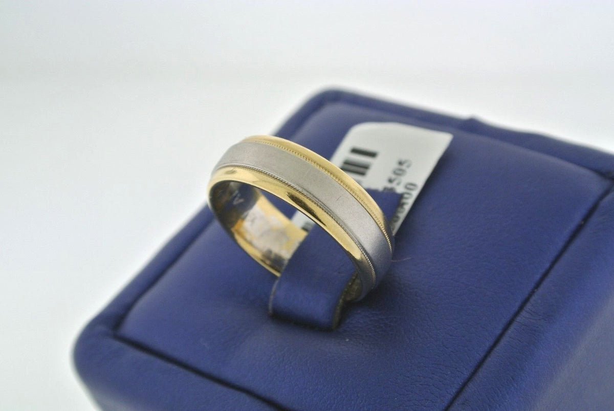 18k Yellow Gold & Platinum Comfort Fit Men's Band, 7.8gm, 6mm, Size 7