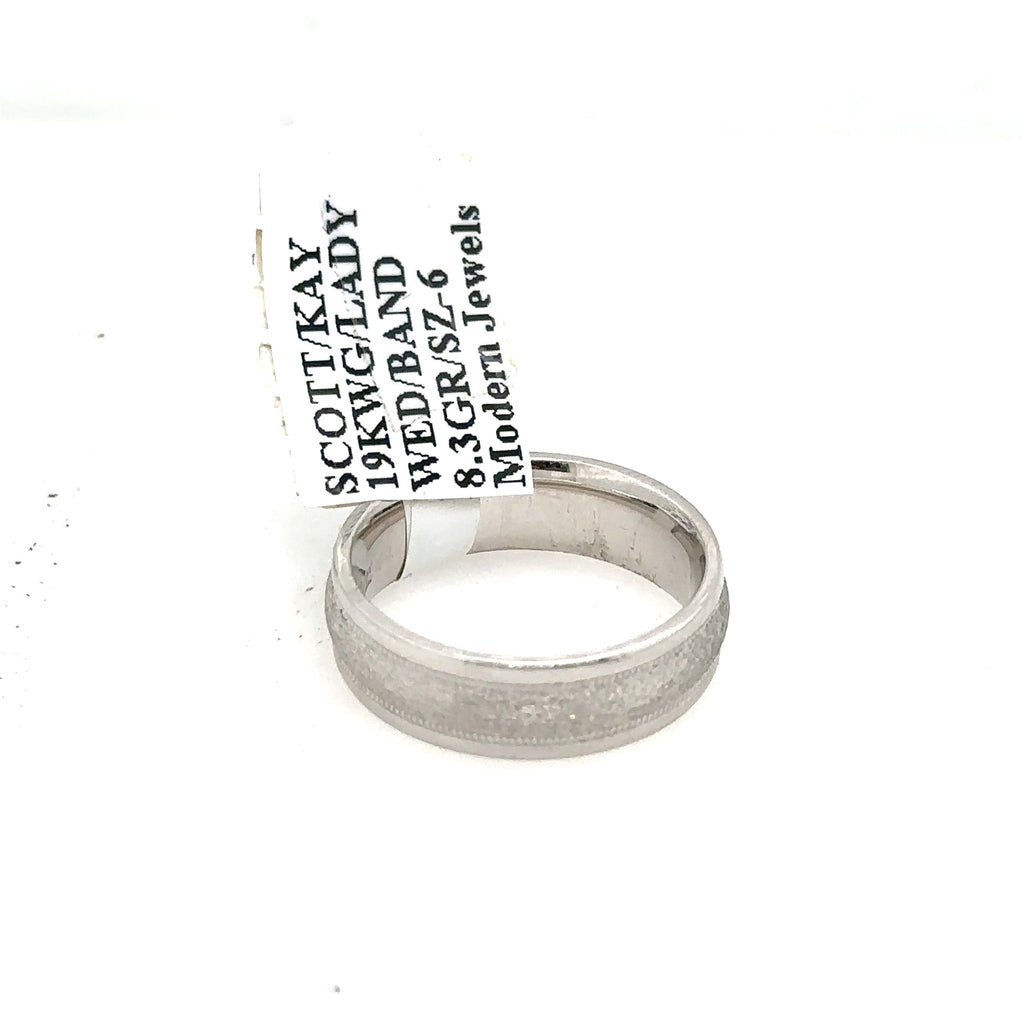 Scott Kay 19k White Gold Ladies Wedding Band, 8.3g, Size 6 S12850