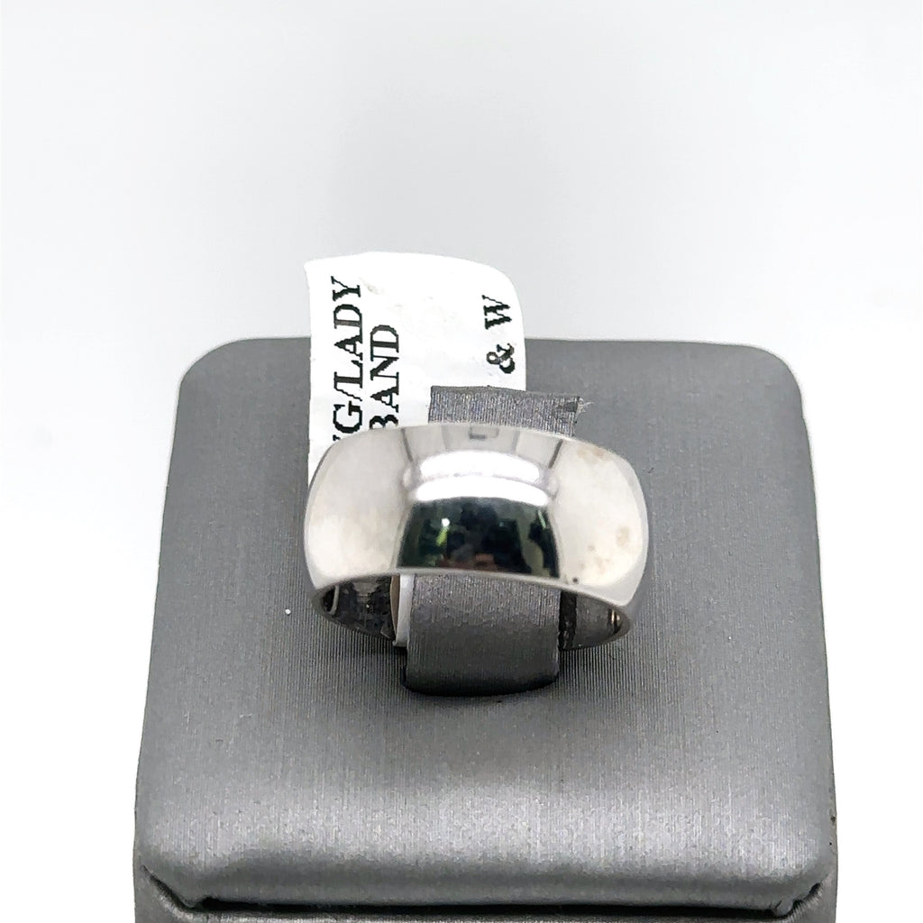 14k White Gold Ladies Wide Wedding Band, 6.5gm, Size5, S101583